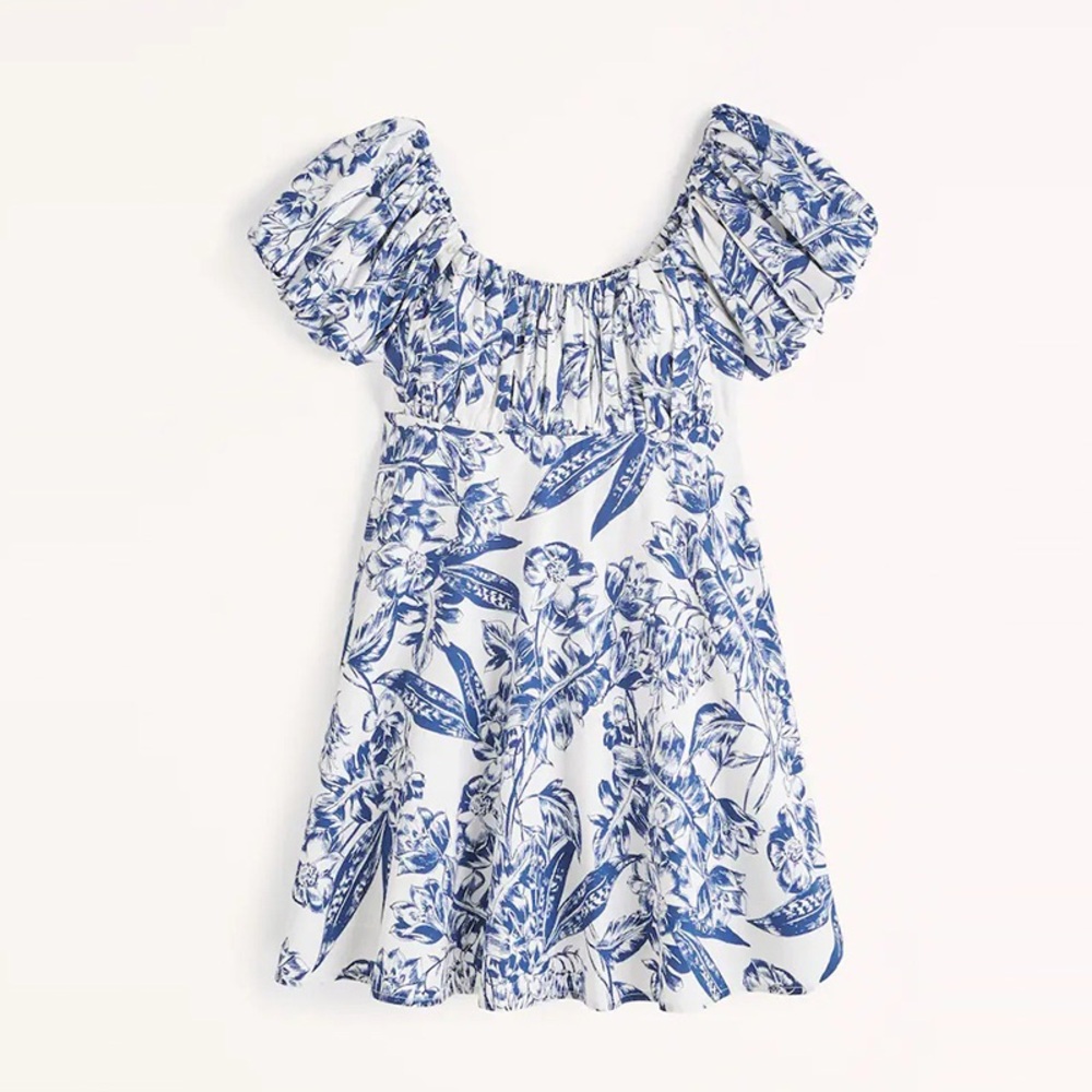 Abercrombie & Fitch White Dress with Blue Floral Print